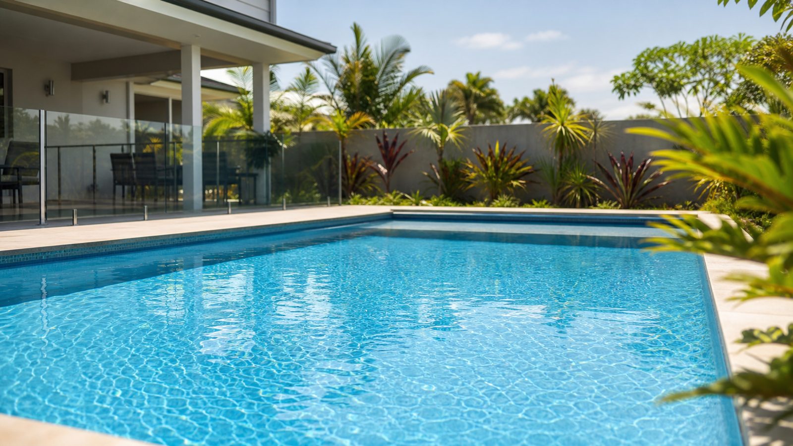 Crystal-clean residential swimming pool